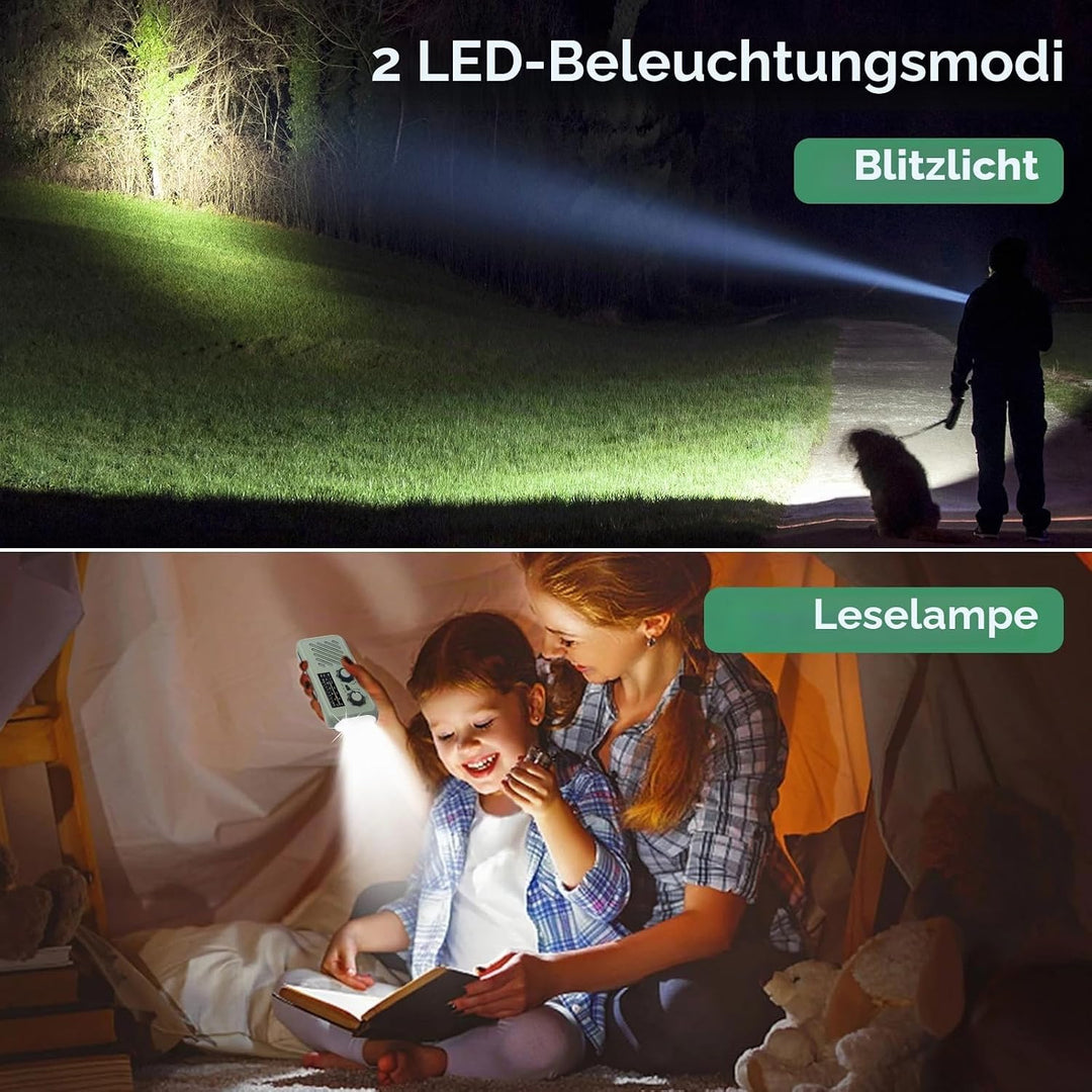 Notfallradio mit Kurbel &amp; 2000 mAh Wiederaufladbare Batterie, Solar Radio mit Weltempfänger, Tragbar