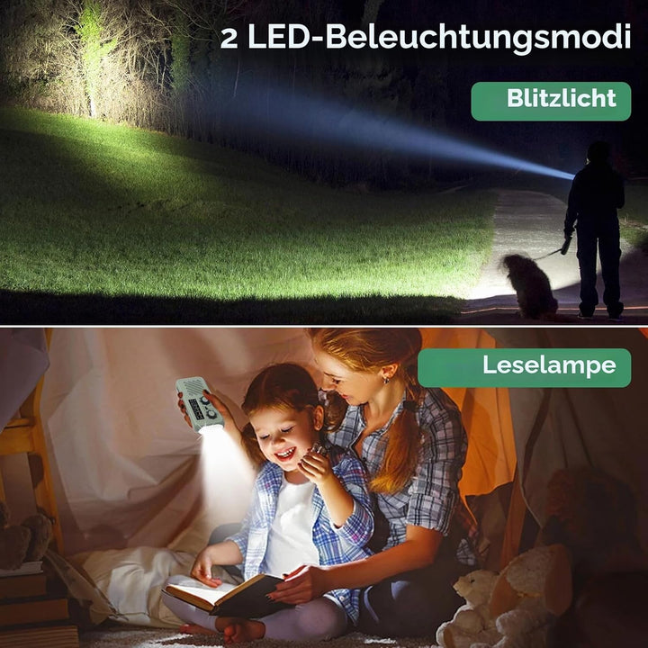 Notfallradio mit Kurbel &amp; 2000 mAh Wiederaufladbare Batterie, Solar Radio mit Weltempfänger, Tragbar