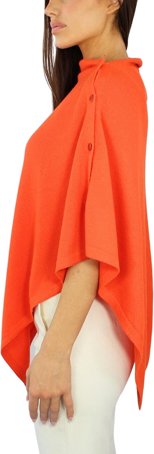 Win's Damen Poncho aus Kaschmirgemisch - Made in Italy Einheitsgrösse Orange, Einheitsgrösse Orange