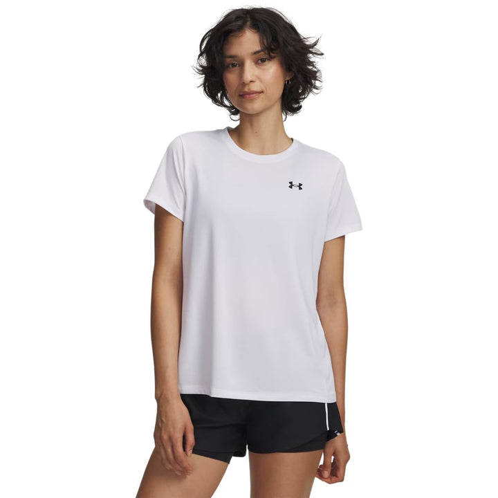 Under Armour Damen Tech Short Sleeve Crew T-Shirt (1er Pack) XS (100) Weiss/Schwarz, XS (100) Weiss/