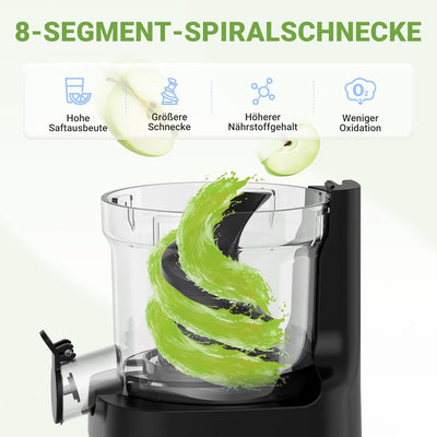 AMZCHEF Entsafter Testsieger 250W Edelstahl Slow Juicer - 79mm Öffnung für Gemüse/Ganzes Obst, Anti-