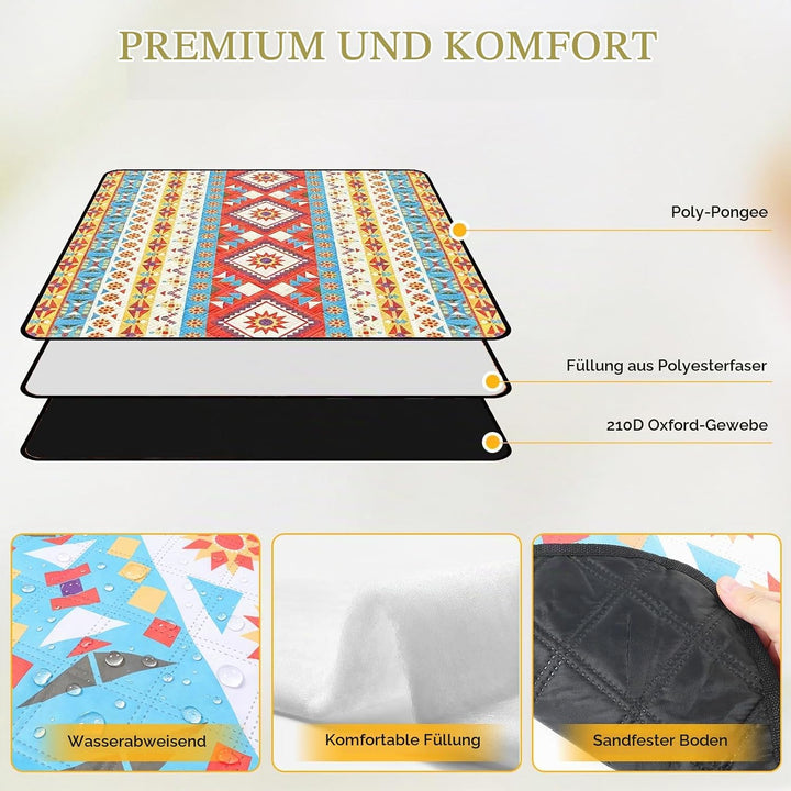 Picknickdecke wasserdicht,Extra grosse Picknickmatte 200x200 cm, sandabweisend waschbar Camping Stra