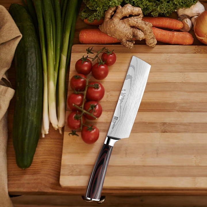 JUANSHI® Profi Nakiri Messer 18 cm klinge- Asiatisches Messer Hochwertiges Edelstahl-Küchenmesser mi
