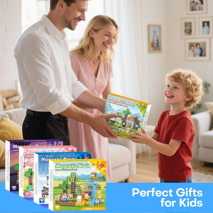 Magnetische Bausteine 100 PCS, Magnetbausteine für 3+ Jahre, Magnet Spielzeug Sets für Kinder Jungen