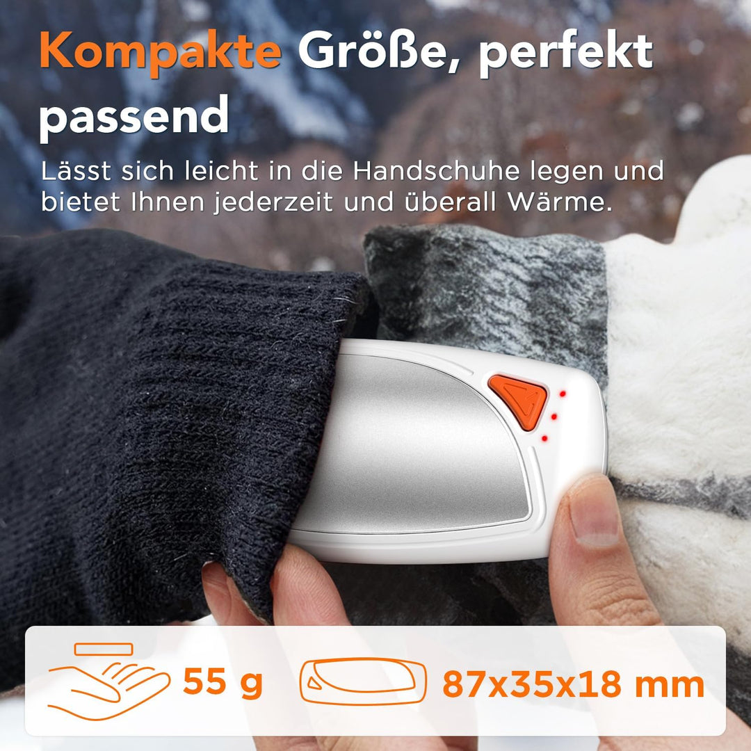 Lepwings Handwärmer Elektrisch 2er-Pack mit Ladecase, 14.000 mAh, Wiederverwendbare Taschenwärmer, B