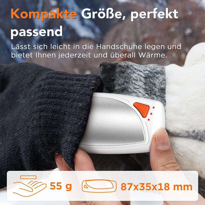 Lepwings Handwärmer Elektrisch 2er-Pack mit Ladecase, 14.000 mAh, Wiederverwendbare Taschenwärmer, B
