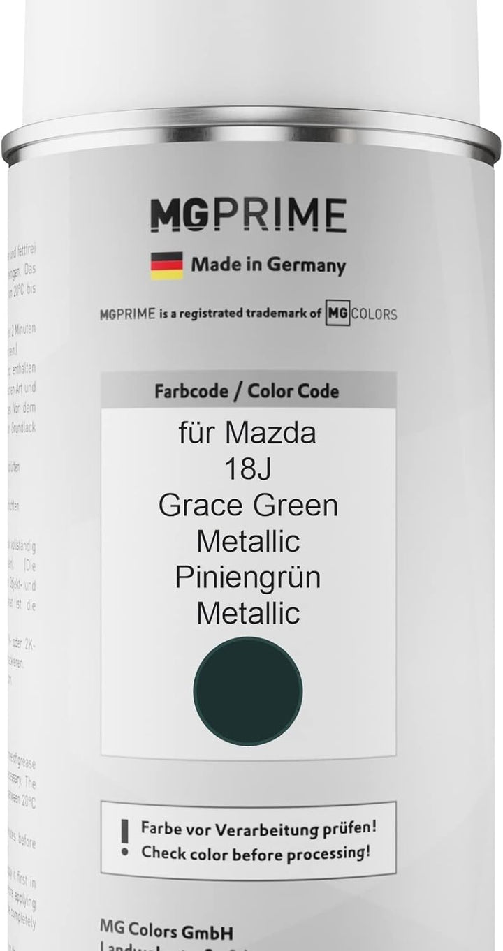 MG PRIME Autolack Sprühdosen Set für Mazda 18J Grace Green Metallic/Piniengrün Metallic Basislack Kl