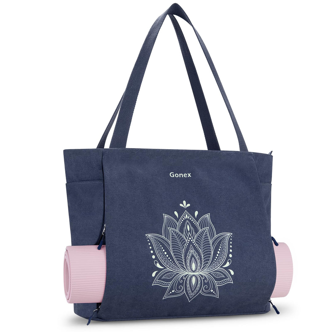 Gonex Yogatasche, Grosse Pilates Tragetasche mit Mehreren Taschen für Damen Herren, Robuste Canvas T