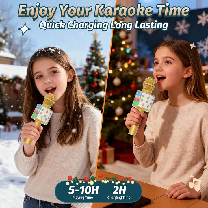 Fede Karaoke Mikrofon, Drahtloses Bluetooth Mikrofon für Kinder, Lustige Geschenke Spielzeug für Tee