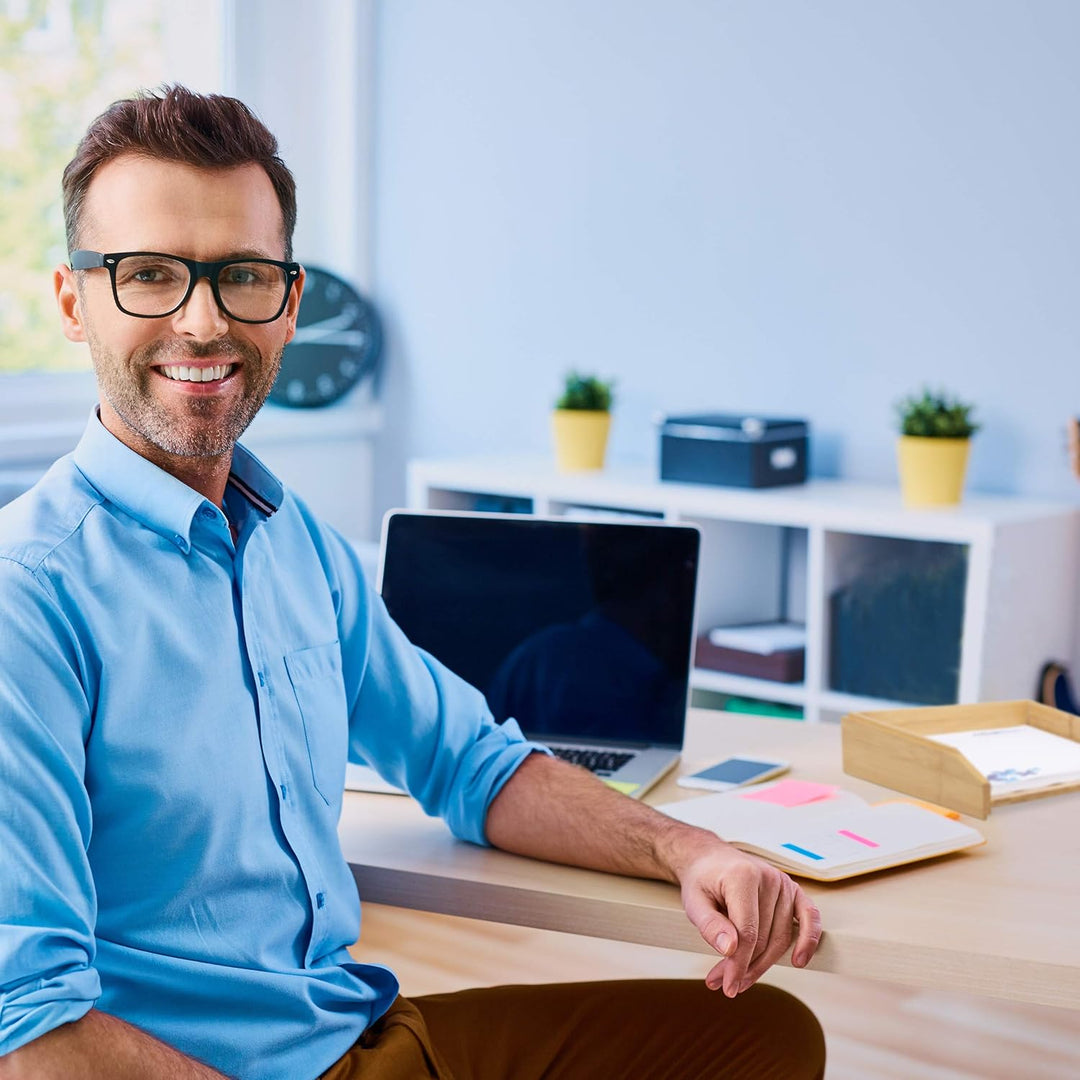 5 x Dokumentenablage, stapelbar, DIN A4 Papier, Büro, Schreibtisch, Briefablage aus Bambusholz, 6 x