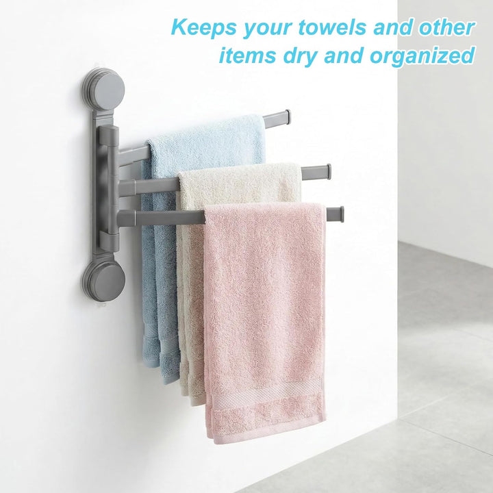 Handtuchhalter Ohne Bohren, 180° Schwenkbar 3 Armig Handtuchstange, Saugnapf Typ Towel Holder, Alumi