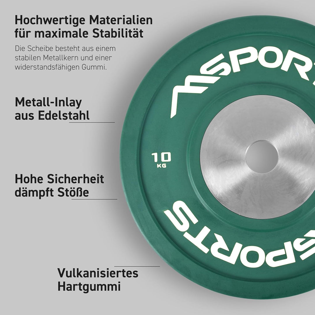 MSPORTS Olympia Hantelscheiben 2er Set Professional Lochdurchmesser 51 mm - Studio Qualität - Gussei
