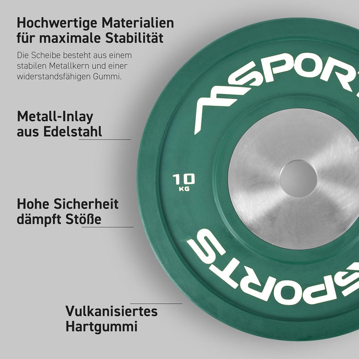 MSPORTS Olympia Hantelscheiben 2er Set Professional Lochdurchmesser 51 mm - Studio Qualität - Gussei