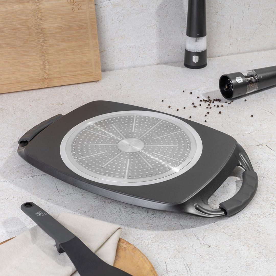 Berlinger Haus 47 cm grosse geschmiedete Aluminium-Grillplatte mit Griffen für Ofen und Induktionsko