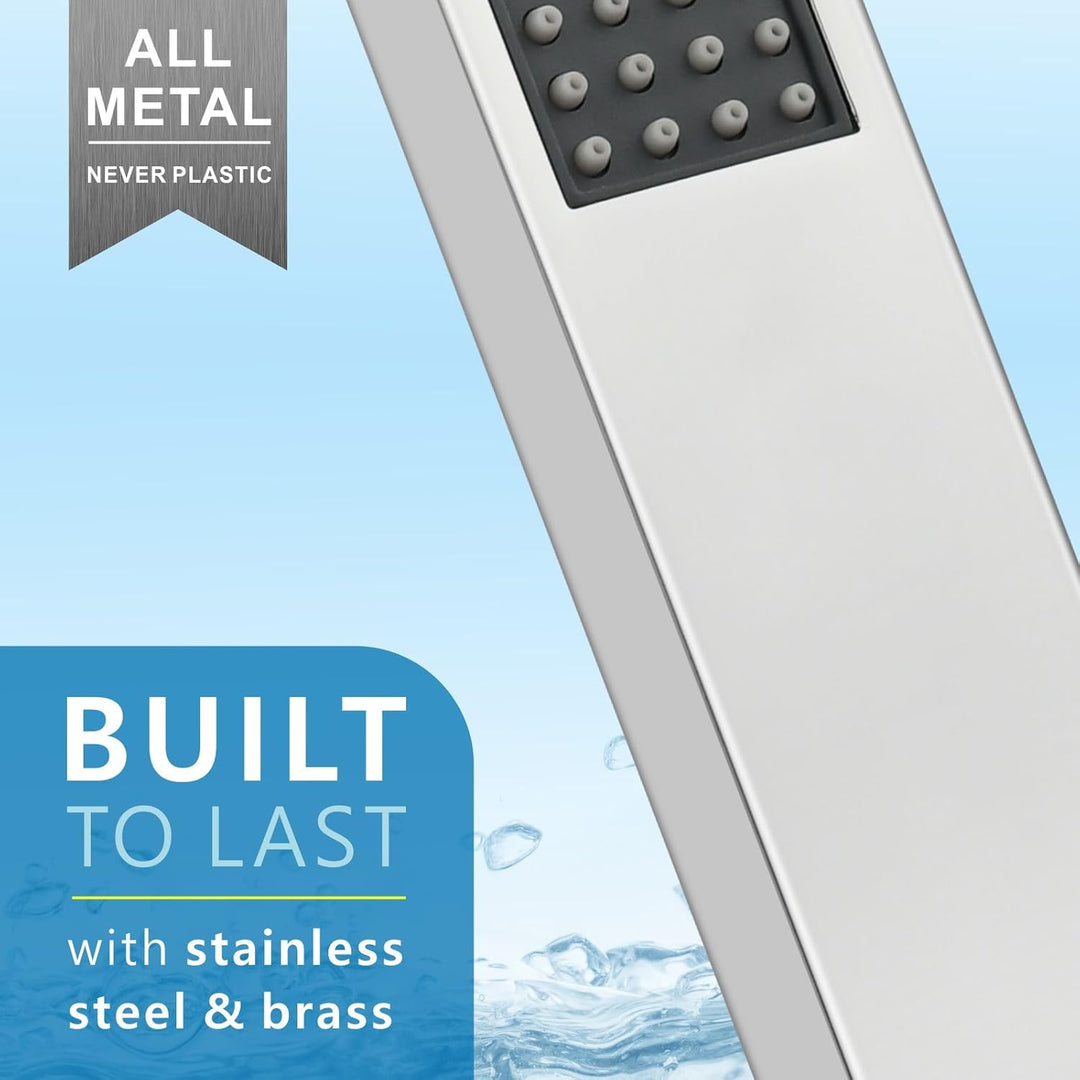 Handbrause Komplett aus Metall, Hochdruck-Duschköpfe von Voolan, Einfache Handbrause aus Chrom mit T