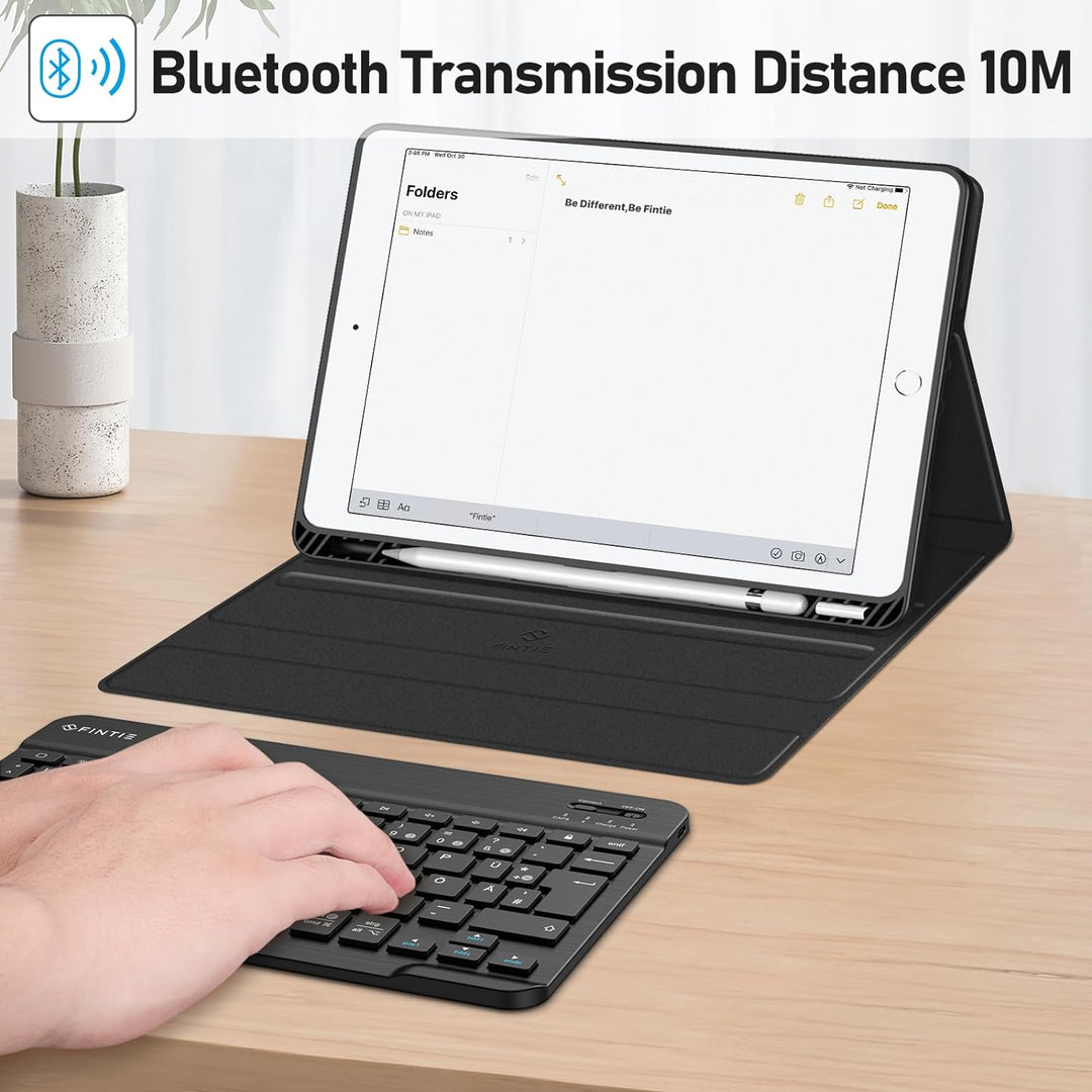 Fintie Tastatur Hülle für iPad 10.2 Zoll (9/8/ 7 Generation - 2021/2020/2019), Soft TPU Rückseite Ge
