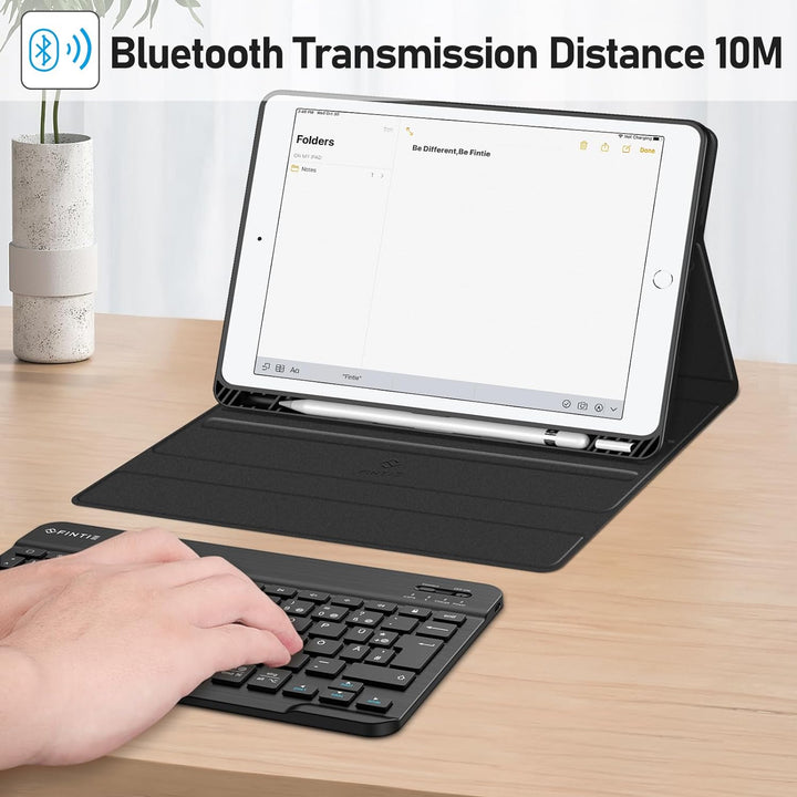 Fintie Tastatur Hülle für iPad 10.2 Zoll (9/8/ 7 Generation - 2021/2020/2019), Soft TPU Rückseite Ge