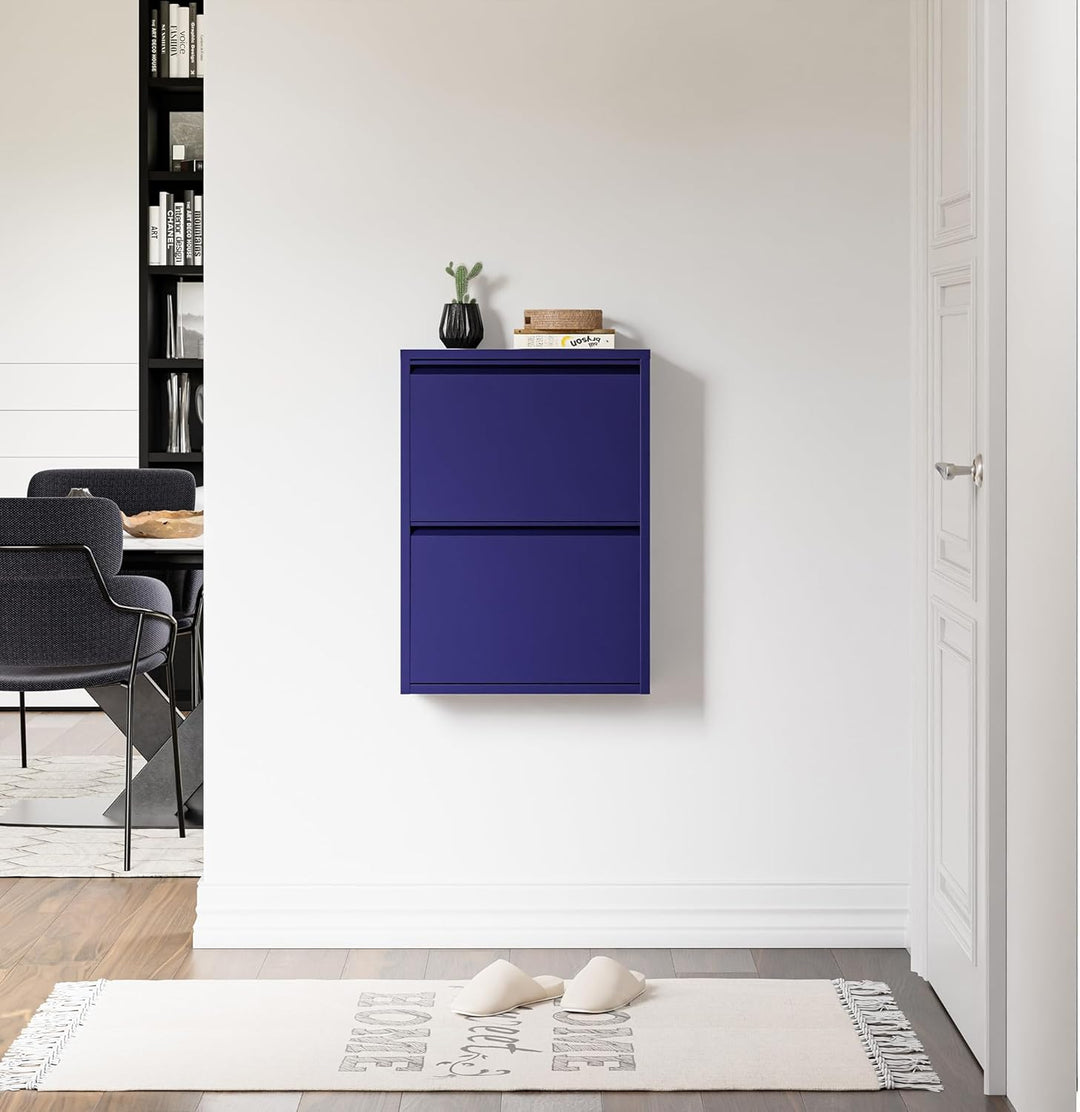 [en.casa] Schuhschrank Sokndal Schuhkipper mit 2 Klappen Metall Schuhkommode für 4 Paar Schuhe 71 x