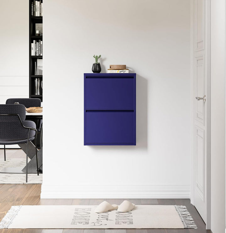 [en.casa] Schuhschrank Sokndal Schuhkipper mit 2 Klappen Metall Schuhkommode für 4 Paar Schuhe 71 x