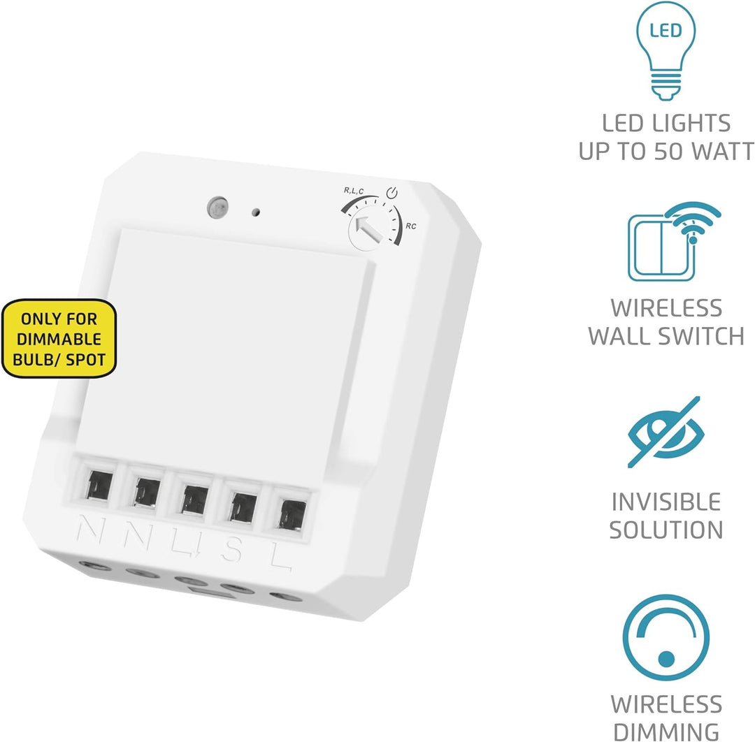 Trust Smart Home 433 Mhz ACM-250-LD Einbau-LED-Dimmer, Weiss Single, Single