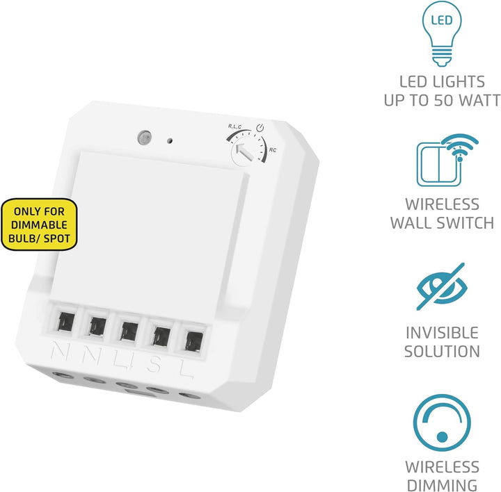 Trust Smart Home 433 Mhz ACM-250-LD Einbau-LED-Dimmer, Weiss Single, Single