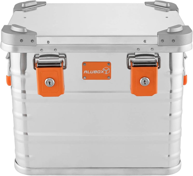 ALUBOX Alukiste abschliessbar E31 - Premium Aluminium Lagerbox 31 Liter - Deckel mit Aluminium Druck