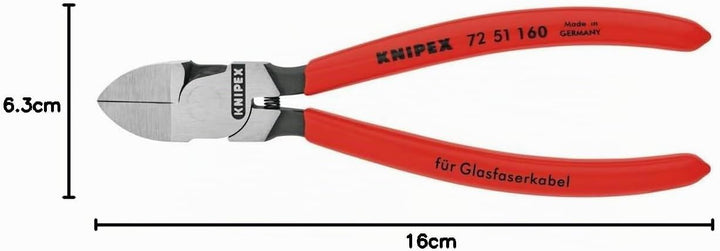 Knipex Seitenschneider für Lichtwellenleiter (Glasfaserkabel) mit Kunststoff überzogen 160 mm 72 51