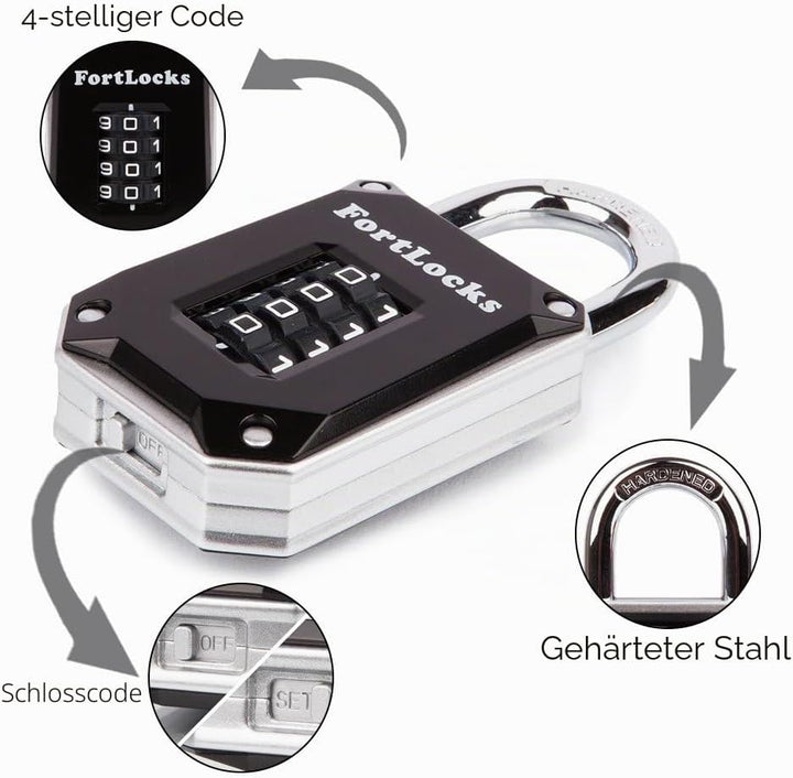 2er-pack Fortlocks Schlösser Für Fitnessstudio-schliessfächer - 4-stellig Robust Wetterfest Gehärtet