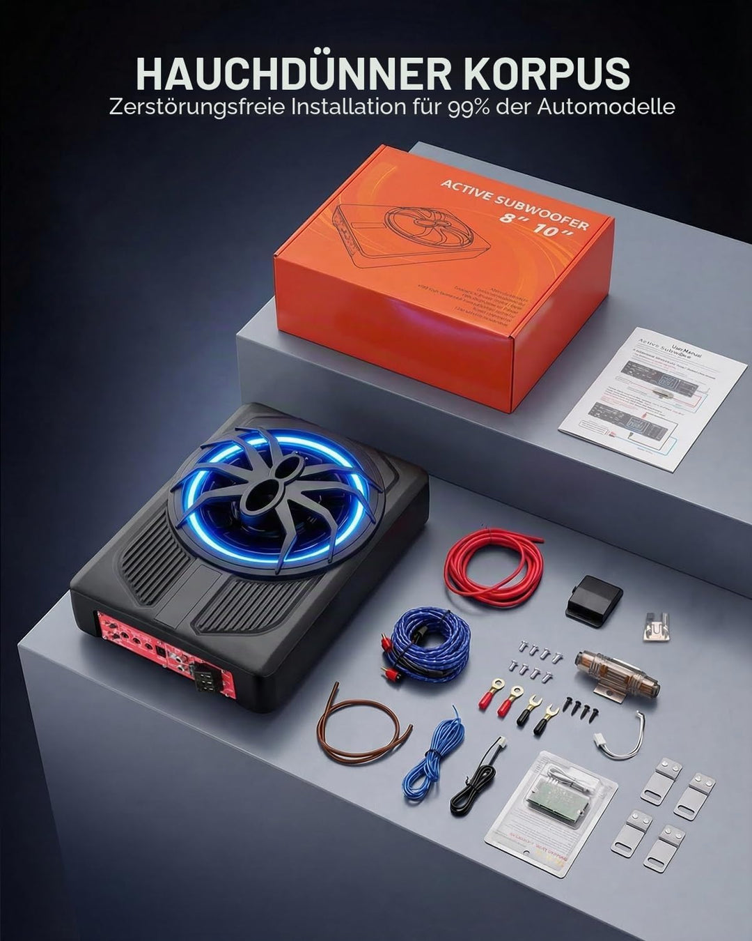 Aktiver Subwoofer für Fahrzeuge, für die Platzierung Unter dem Sitz Konzipiert, 1000 W Maximale Leis