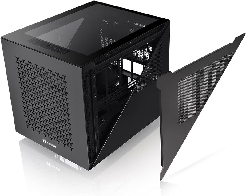 Thermaltake Divider 200 TG Air Black | Micro-ATX-PC-Gehäuse | 2 x gehärtetes 3mm Glasseitenteil | Me