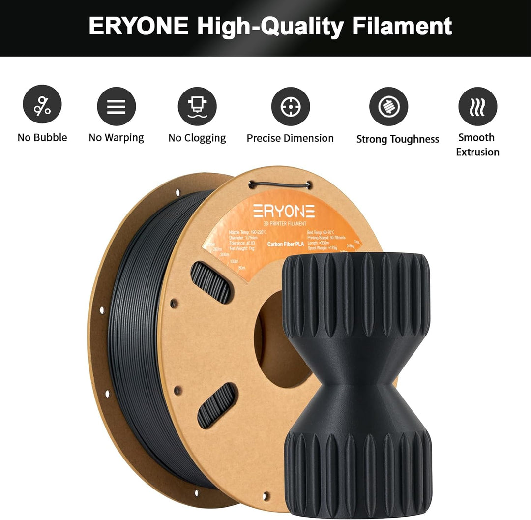 ERYONE Carbon Fiber PLA Filament 1.75mm +/- 0.03mm, 3D Drucker Filament, Fit Most FDM Printer, PLA C