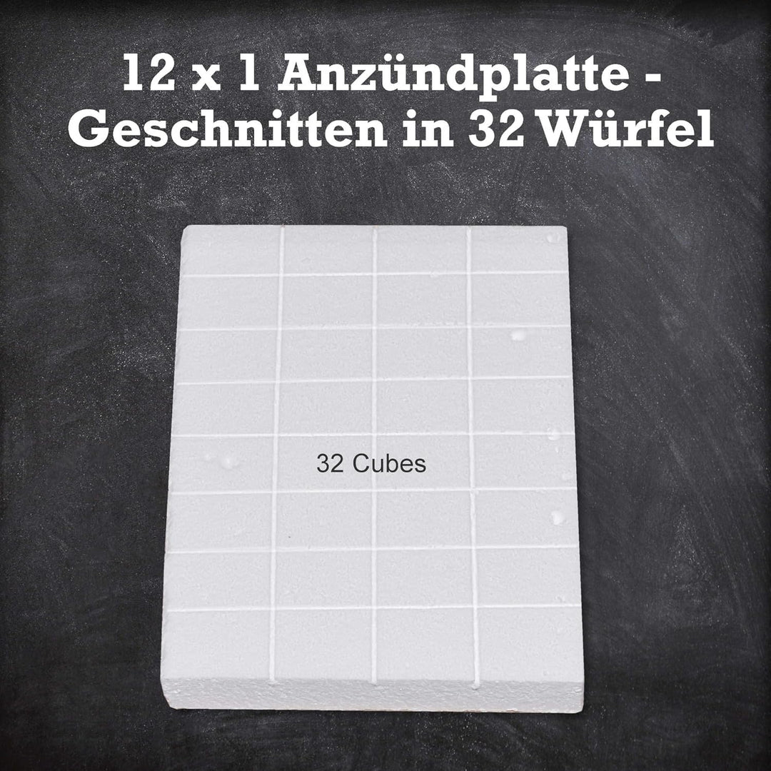 FABRIKVERKAUF (12 Stück / max. 576 Würfel) Weisse Anzündwürfel, deutscher Hersteller, Grillanzünder,
