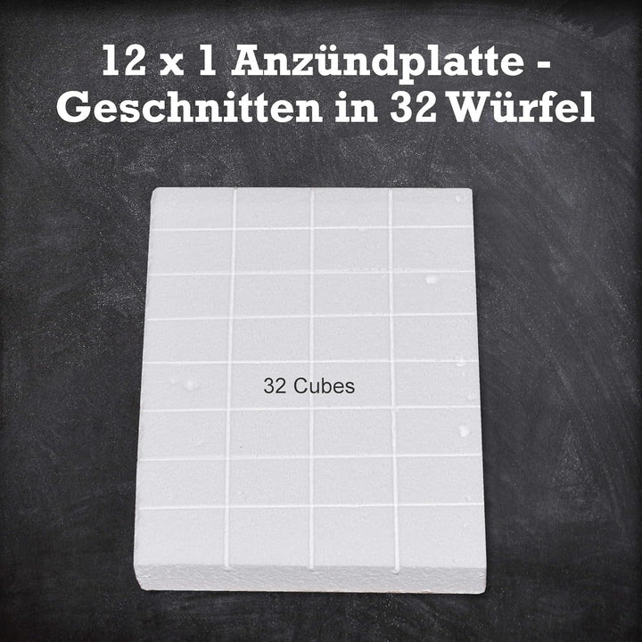 FABRIKVERKAUF (12 Stück / max. 576 Würfel) Weisse Anzündwürfel, deutscher Hersteller, Grillanzünder,