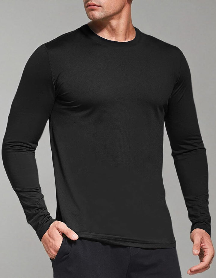 Herren 3er Pack Langarmshirt T-Shirts, UPF 50+ UV Schutz Schnelltrocknend Funktionsshirt Laufshirts,