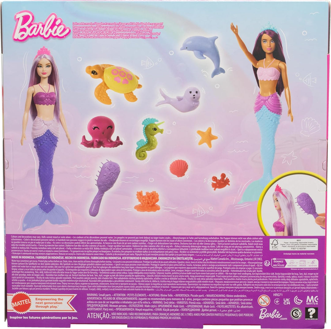 Meerjungfrau Barbie Puppen 2er-Pack: Meerestiere, Stirnbänder &amp; Ozeanzubehör von Barbie
