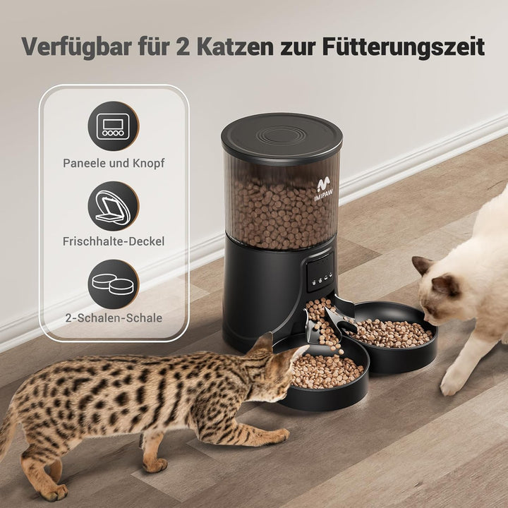IMIPAW Futterautomat Katze WiFi 2.4G: APP-Steuerung Trockenfutterspender für 2 Kleine Hunde und Katz