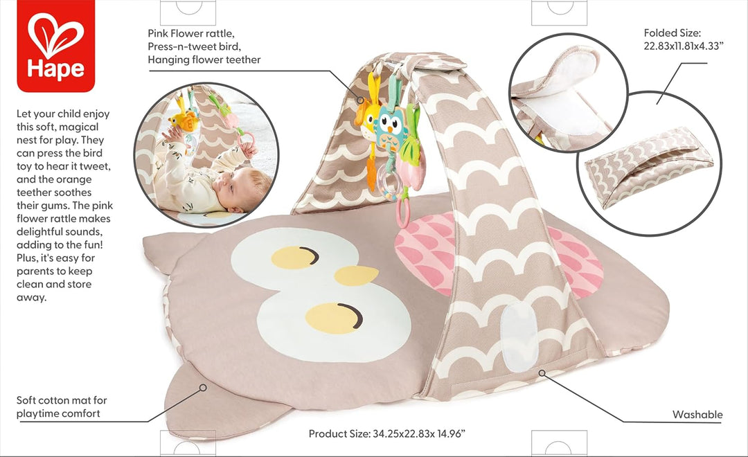 Hape Spielbogen Eule Sina Dicke und weiche Krabbeldecke, ideal auch für unterwegs, Babyspielzeug ab