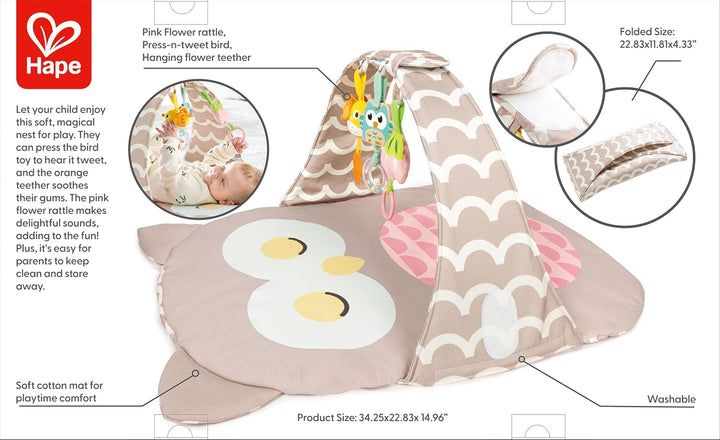 Hape Spielbogen Eule Sina Dicke und weiche Krabbeldecke, ideal auch für unterwegs, Babyspielzeug ab
