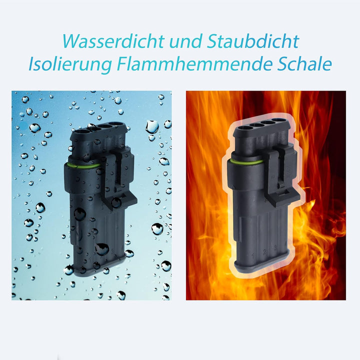 740 Stück Kfz Stecker Wasserdicht Kit, Kfz Steckverbinder 12v mit Crimpzange, Kabelstecker (1/2/3/4/