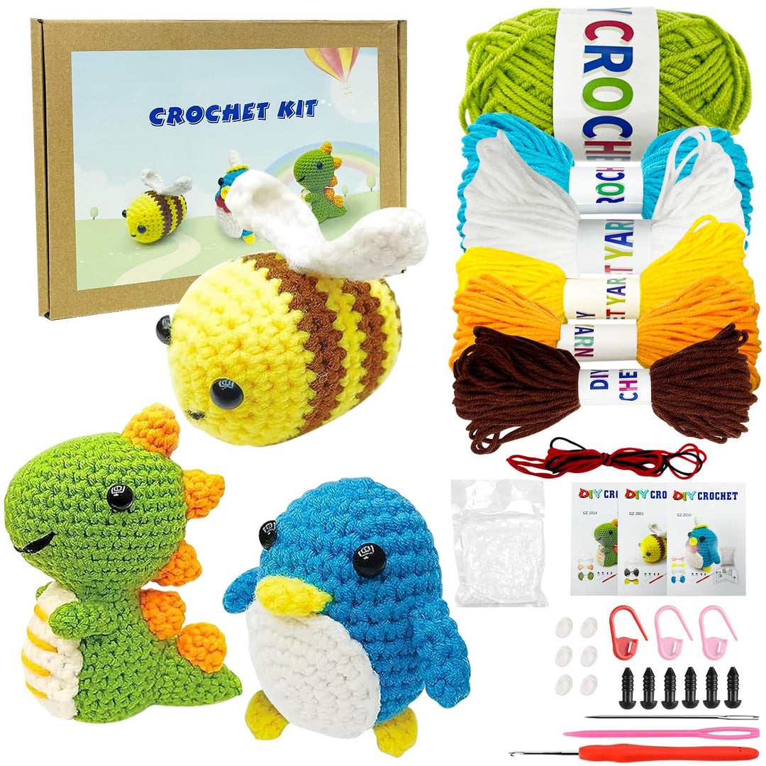 Ruikdly Heckel Set,Häkeln Für Anfänger Häkelset Tiere,Crochet Set,Häkelset Für Anfänger Tiere Schrit