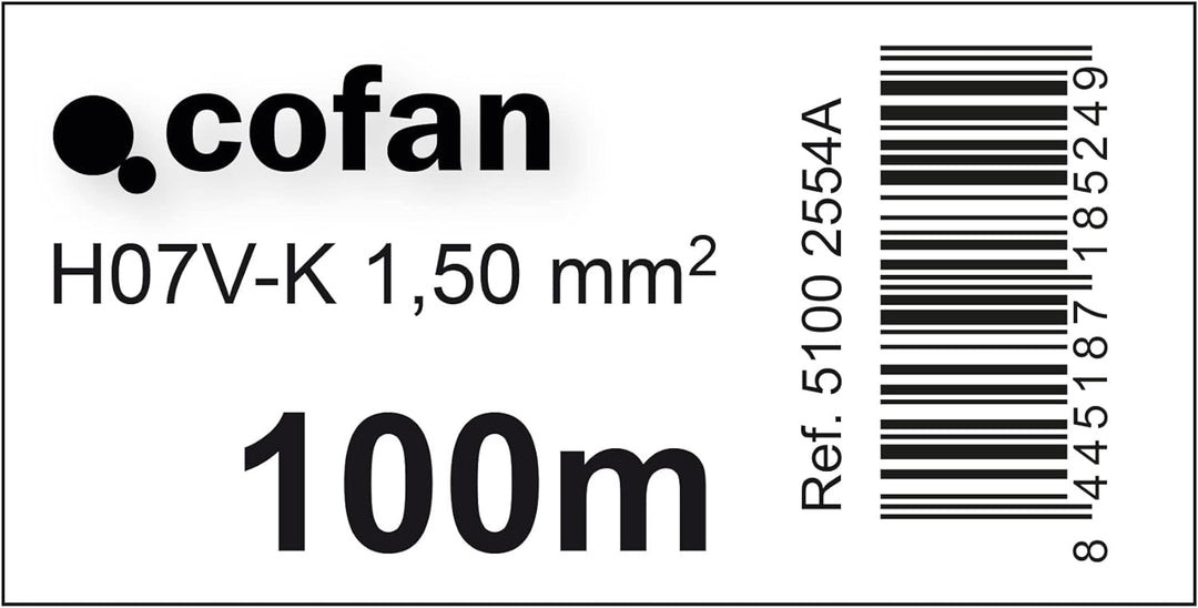 COFAN 51002554 A – Kabel (1 x 1.5 mm, 100 m Rolle, h07 V-k) blau 1 x 1.5mm, 100 m Blau, 1 x 1.5mm, 1