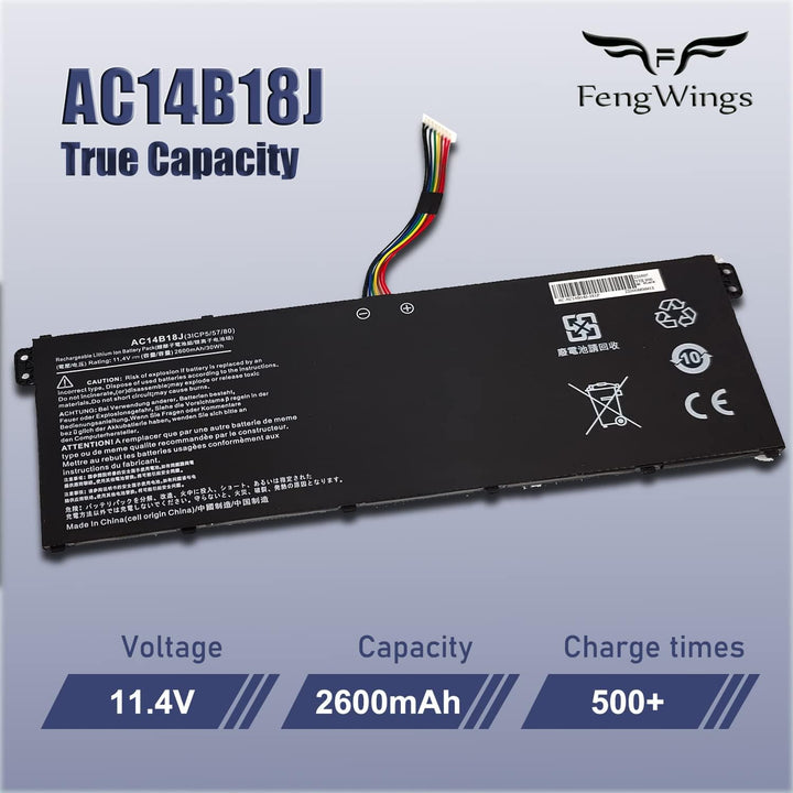 FengWings® AC14B13J AC14B18J Akku 11.4V 2600mAh, Kompatibel mit Acer Chromebook 11 CB3-111 CB5-311 /