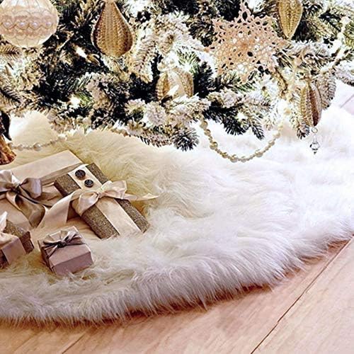 Queta Baumdecke Weihnachtsbaum Rock Rund Weiss Weihnachtsdecke, runder Christbaumdecke Plüsch-Weihna