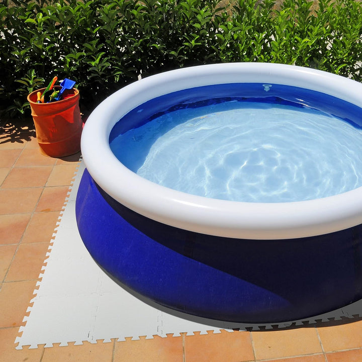 Relaxdays Bodenmatte, 96 Schutzmatten für Sport- & Fitnessgeräte, eingefasst, BxT je Fliese 30x30cm,