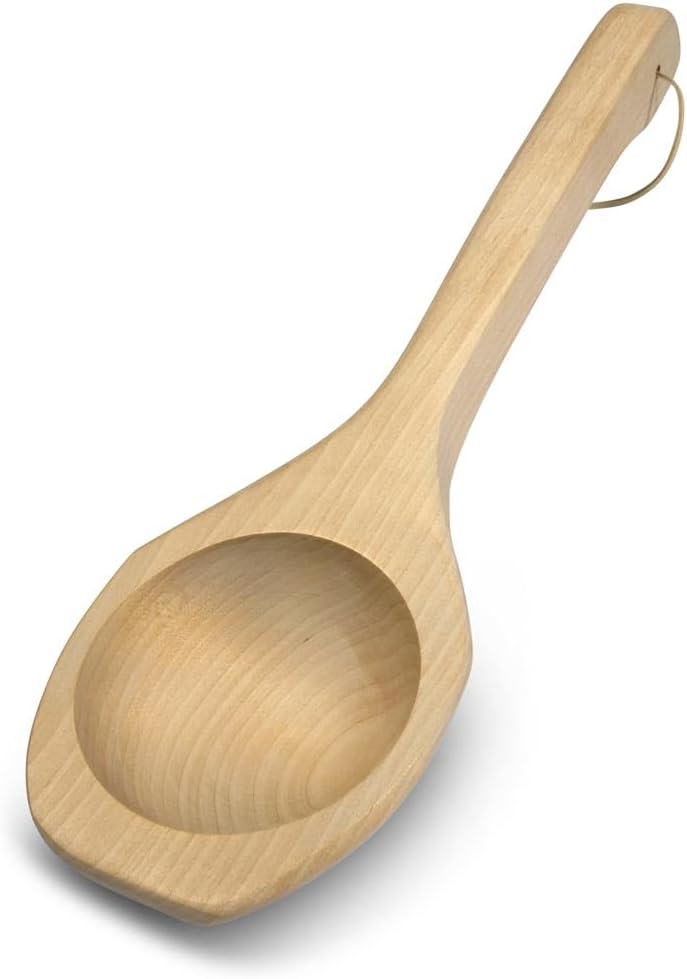Sauna Kelle Birke 40 cm – traditionelle Saunakelle aus hellem Birkenholz, sauber gehobelt und geschl
