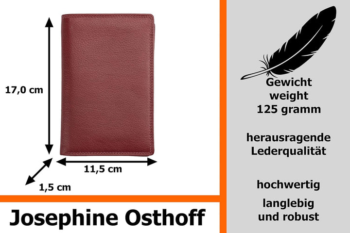 Josephine Osthoff Brieftasche Herren Leder Ausweisetui Reisepasshülle Hochformat Ausweishülle Damen