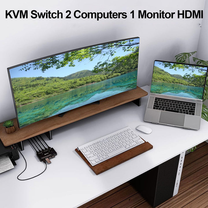 KVM Switch HDMI 8K@60Hz 4K@120Hz, KVM Switch 2 PC 1 Monitor HDMI2.1 with 3 USB3.0 Devices, HDR 10, H