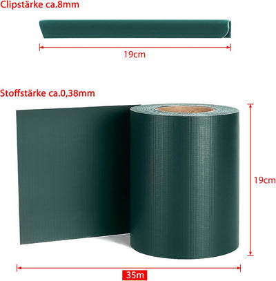 UISEBRT PVC Sichtschutzstreifen für Doppelstabmatten, 35 m x 19 cm Doppelstabmattenzaun, Blickdichte