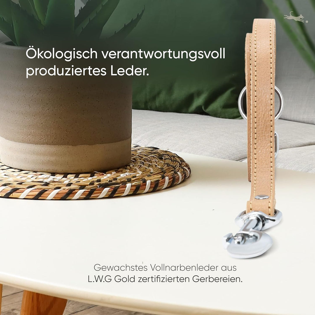 FREUDENTIER® Hundeleine aus Leder (LWG Gold Zertifiziert) 2m, 3-Fach verstellbare Führleine, liebevo