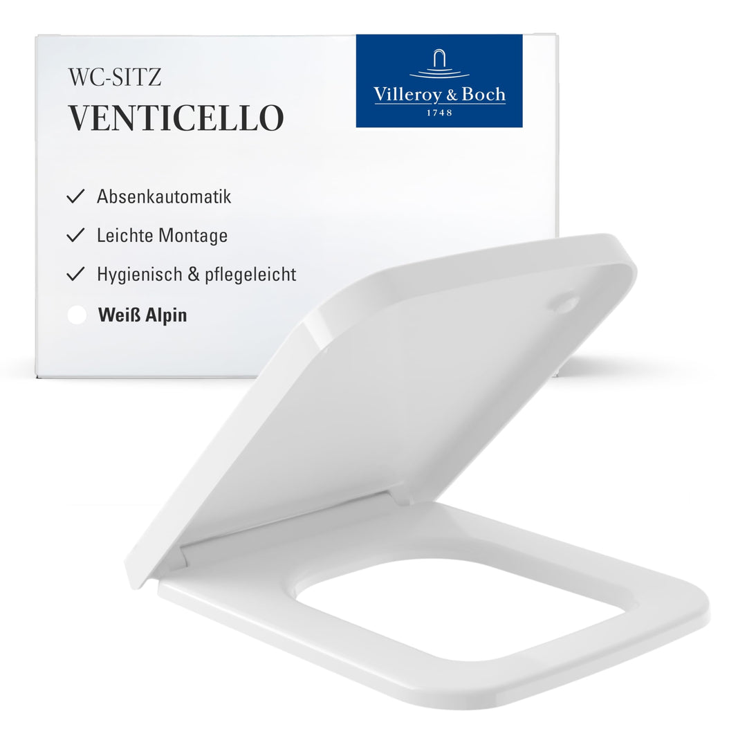 Villeroy & Boch Venticello WC-Sitz - Toilettendeckel mit Absenkautomatik - Abnehmbarer, bruchsichere